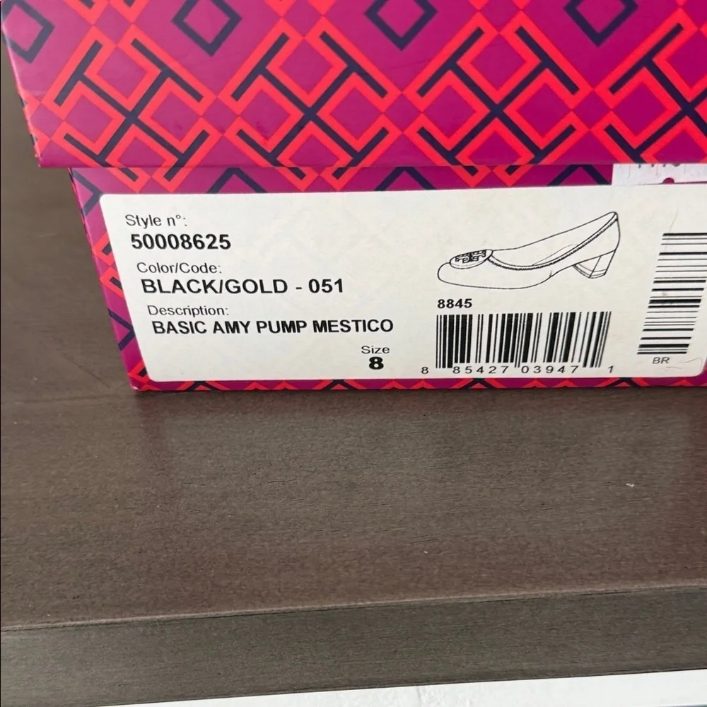 Tory Burch Black Heels with Gold Logo